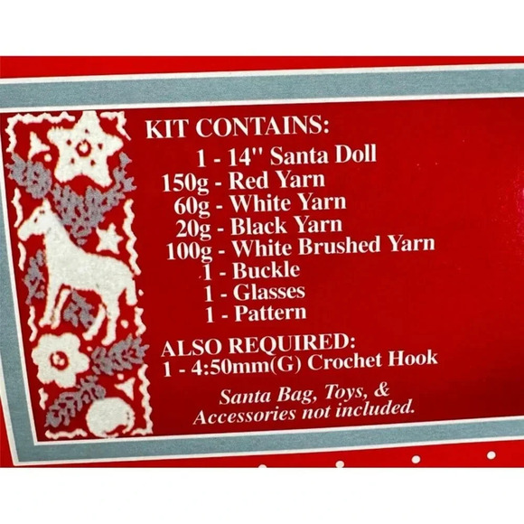 Spinrite Santa Doll Kit 14 inch Tall Crochet Yarn Complete Xmas Vintage New - Picture 3 of 14